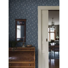 Kép 1/4 - Boras Pöttyös virágos kék vlies tapéta Hip Rose Blue 53 cm X 10 m