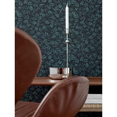 Kép 3/3 - Boras Levél mintás modern kék-fekete vlies tapéta Viola Gråsten Amorina Blue Black 53 cm X 10 m