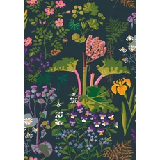 Kép 1/4 - Boras Virágos modern sötétkék vlies tapéta Gocken Jobs Rabarber Multi 53 cm X 10 m