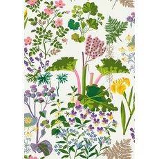 Kép 1/4 - Boras Virágos modern zöld vlies tapéta Gocken Jobs Rabarber Multi 53 cm X 10 m