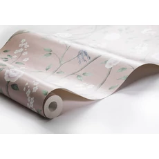 Kép 7/7 - Boras Romantikus madaras virágos rózsaszín vlies tapéta Paradise Birds Pink 53 cm X 10 m