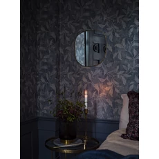 Kép 3/5 - Boras Elegáns fényes levélmintás kék vlies tapéta Rosewood Night Blue 53 cm X 10 m