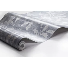 Kép 5/5 - Boras Elegáns fényes levélmintás kék vlies tapéta Rosewood Night Blue 53 cm X 10 m