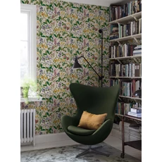 Kép 1/5 - Boras Színes virágos zöld vlies tapéta Gocken Jobs Ros och Lilja Multi 53 cm X 10 m