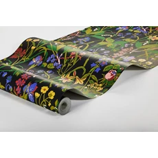 Kép 2/3 - Boras Színes virágos fekete vlies tapéta Gocken Jobs Ros och Lilja Multi 53 cm X 10 m