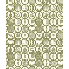 Kép 3/6 - Boras Gyümölcs mintás retro zöld vlies tapéta Stig Lindberg Fruktlåda Green 53 cm X 10 m
