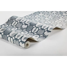 Kép 3/3 - Boras Gyümölcs mintás retro kék vlies tapéta Stig Lindberg Fruktlåda Blue 53 cm X 10 m
