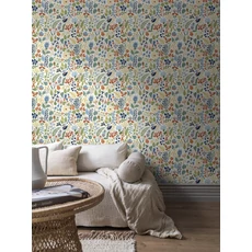 Kép 4/8 - Boras Vidám virág mintás színes vlies tapéta Stig Lindberg Herbarium Multi 53 cm X 10 m