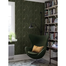Kép 9/10 - Boras Inda mintás modern zöld vlies tapéta Arne Jacobsen Ranke Green 53 cm X 10 m