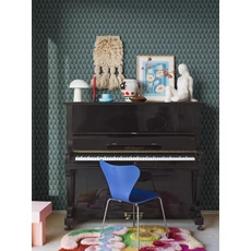 Kép 3/4 - Boras Geoemtriai mintás modern kék vlies tapéta Arne Jacobsen Trapez Blue 53 cm X 10 m