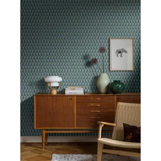Kép 4/4 - Boras Geoemtriai mintás modern kék vlies tapéta Arne Jacobsen Trapez Blue 53 cm X 10 m