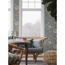 Kép 2/5 - Boras Romantikus virágos kék vlies tapéta Alicia Blue 53 cm X 10 m