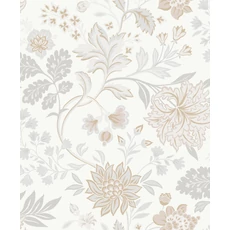 Kép 2/3 - Boras Romantikus virágos bézs vlies tapéta Alicia White 53 cm X 10 m
