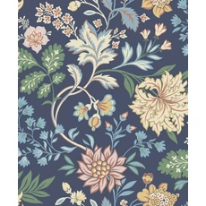 Kép 1/5 - Boras Romantikus virágos sötétkék vlies tapéta Alicia Multi 53 cm X 10 m