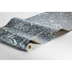 Kép 3/5 - Boras Romantikus levél mintás sötétkék vlies tapéta Nocturne Blue 53 cm X 10 m