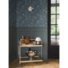 Kép 3/7 - Boras Romantikus levél mintás kék vlies tapéta Nocturne Blue 53 cm X 10 m