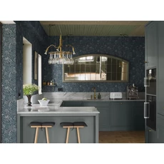 Kép 6/7 - Boras Romantikus levél mintás kék vlies tapéta Nocturne Blue 53 cm X 10 m