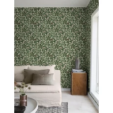 Kép 7/10 - Boras Madaras levélmintás zöld vlies tapéta In the Oak Green 49 cm X 10 m