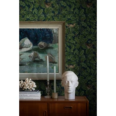 Kép 4/5 - Boras Madaras levélmintás zöld vlies tapéta In the Oak Multi 49 cm X 10 m