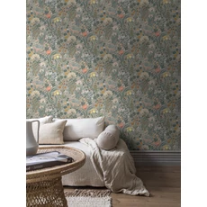 Kép 4/10 - Boras Botanikai mintás zöld vlies tapéta Blomsterhav Multi 49 cm X 10 m