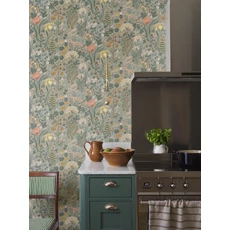 Kép 6/10 - Boras Botanikai mintás zöld vlies tapéta Blomsterhav Multi 49 cm X 10 m