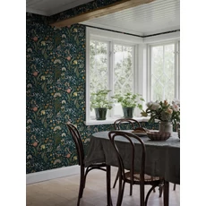 Kép 3/9 - Boras Botanikai mintás sötétkék vlies tapéta Blomsterhav Multi 49 cm X 10 m