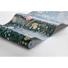 Kép 9/9 - Boras Botanikai mintás sötétkék vlies tapéta Blomsterhav Multi 49 cm X 10 m