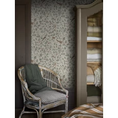 Kép 3/8 - Boras Levél indás madaras bézs vlies tapéta Sångfåglar Beige 49 cm X 10 m