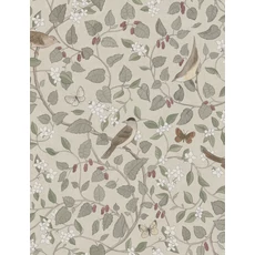 Kép 2/8 - Boras Levél indás madaras bézs vlies tapéta Sångfåglar Beige 49 cm X 10 m