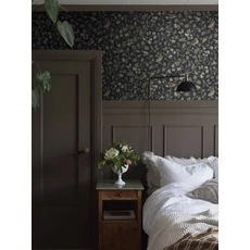 Kép 4/5 - Boras Levél indás madaras fekete vlies tapéta Sångfåglar Black 49 cm X 10 m