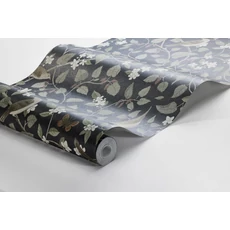 Kép 5/5 - Boras Levél indás madaras fekete vlies tapéta Sångfåglar Black 49 cm X 10 m