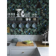 Kép 3/4 - Boras Füge mintás modern fekete vlies tapéta Figs Black 49 cm X 10 m