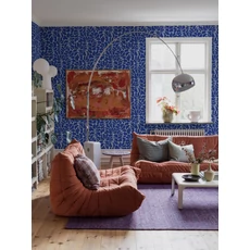 Kép 2/6 - Boras Modern levélmintás kék vlies tapéta My Secret Garden Blue 49 cm X 10 m