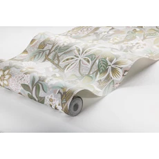 Kép 4/4 - Boras Modern szürke-zöld vlies tapéta virág mintával Friviva Grey 49 cm X 10 m