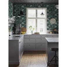 Kép 1/3 - Boras Modern zöld vlies tapéta virág mintával Friviva Green 49 cm X 10 m