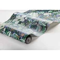 Kép 3/3 - Boras Modern zöld vlies tapéta virág mintával Friviva Green 49 cm X 10 m