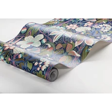 Kép 2/2 - Boras Modern sötétkék-rózsaszín vlies tapéta virág mintával Friviva Multi 49 cm X 10 m