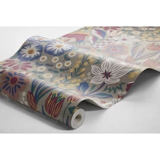 Kép 2/4 - Boras Virágos vidám színes vlies tapéta Hanna Werning Trädgården Multi 53 cm X 10 m