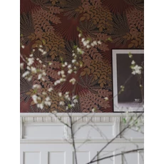 Kép 3/5 - Boras Egzotikus levél mintás bordó vlies tapéta Velvet Leaves Red 53 cm X 10 m