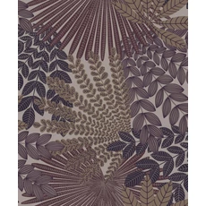 Kép 1/6 - Boras Egzotikus levél mintás lila vlies tapéta Velvet Leaves Purple 53 cm X 10 m