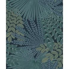 Kép 1/4 - Boras Egzotikus levél mintás kék vlies tapéta Velvet Leaves Blue 53 cm X 10 m