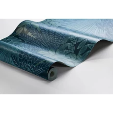 Kép 4/4 - Boras Egzotikus levél mintás kék vlies tapéta Velvet Leaves Blue 53 cm X 10 m