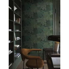 Kép 1/3 - Boras Egzotikus levél mintás sötétzöld vlies tapéta Velvet Leaves Green 53 cm X 10 m