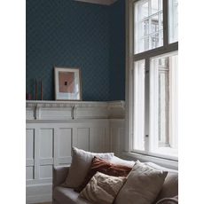 Kép 2/3 - Boras Klasszikus rácsos kék vlies tapéta Golden Trellis Blue 53 cm X 10 m