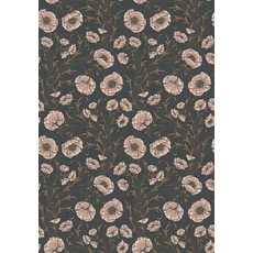 Kép 2/9 - Boras Pipacsos romantikus fekete vlies tapéta Poppy Flow Black 53 cm X 10 m