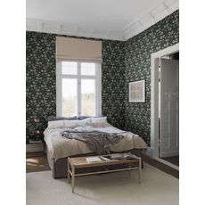 Kép 1/9 - Boras Pipacsos romantikus fekete vlies tapéta Poppy Flow Black 53 cm X 10 m