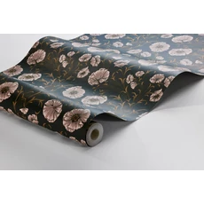 Kép 9/9 - Boras Pipacsos romantikus fekete vlies tapéta Poppy Flow Black 53 cm X 10 m