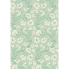 Kép 1/3 - Boras Pipacsos romantikus zöld vlies tapéta Poppy Flow Green 53 cm X 10 m