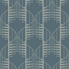 Kép 1/7 - Boras Geometriai mintás kék vlies tapéta Staircase Blue 53 cm X 10 m