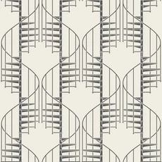 Kép 1/3 - Boras Geometriai mintás fekete-fehér vlies tapéta Staircase Black White 53 cm X 10 m